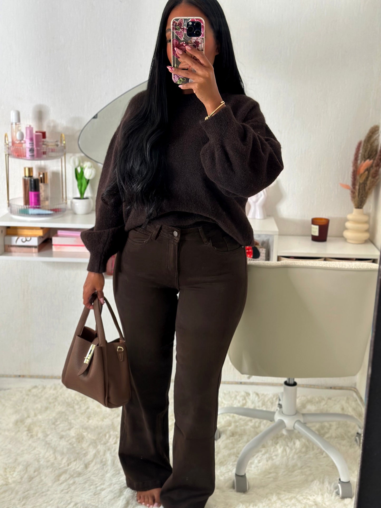 Jean extensible chocolat