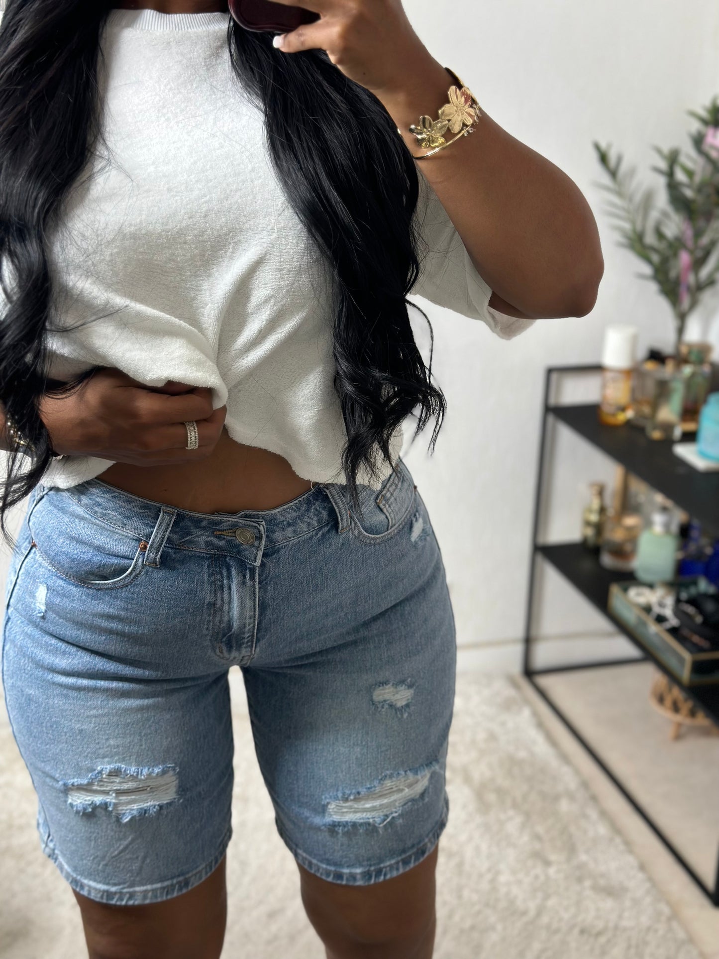 Short mi long en jean