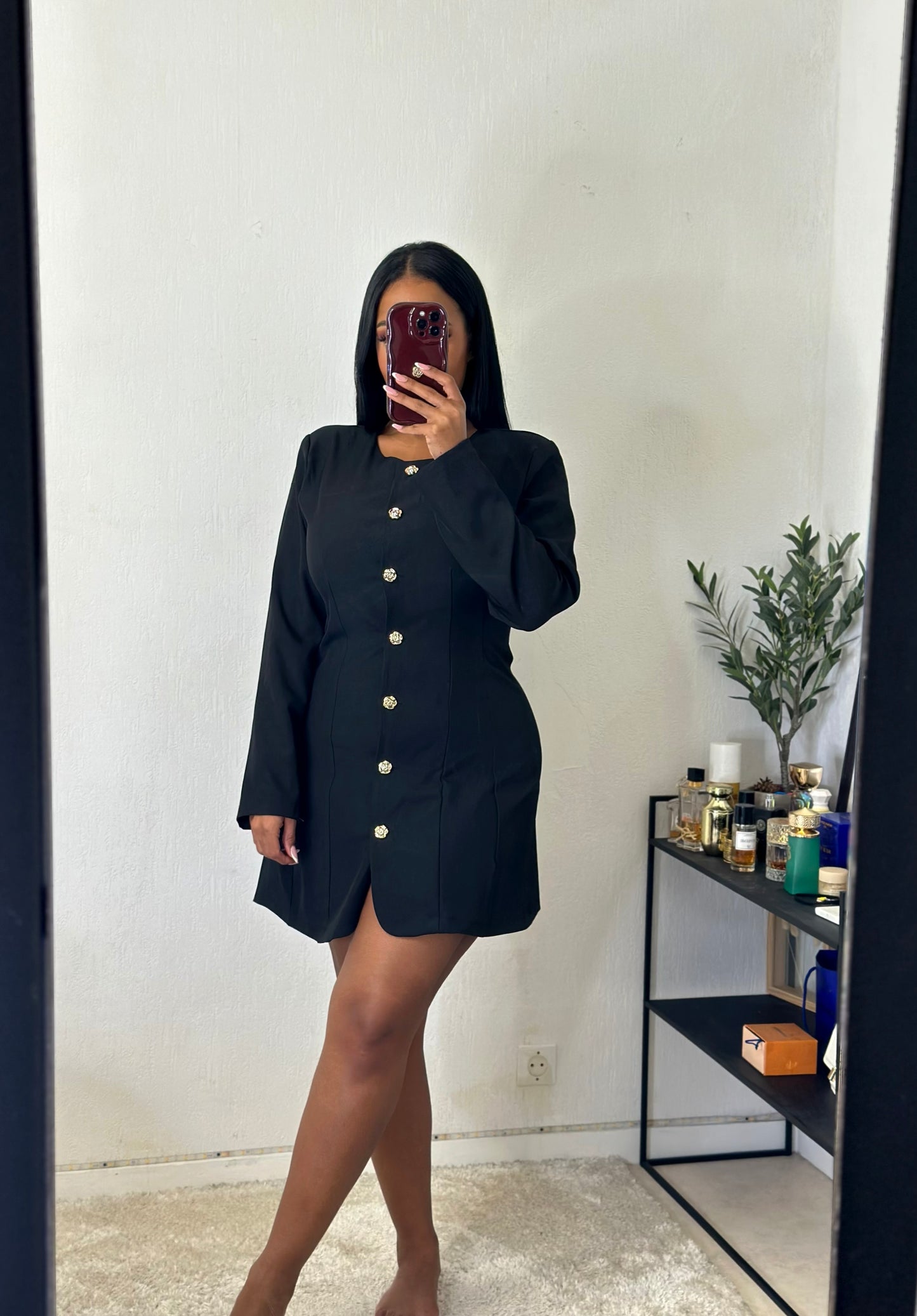 Robe THEODORA noir boutons inspi chanel