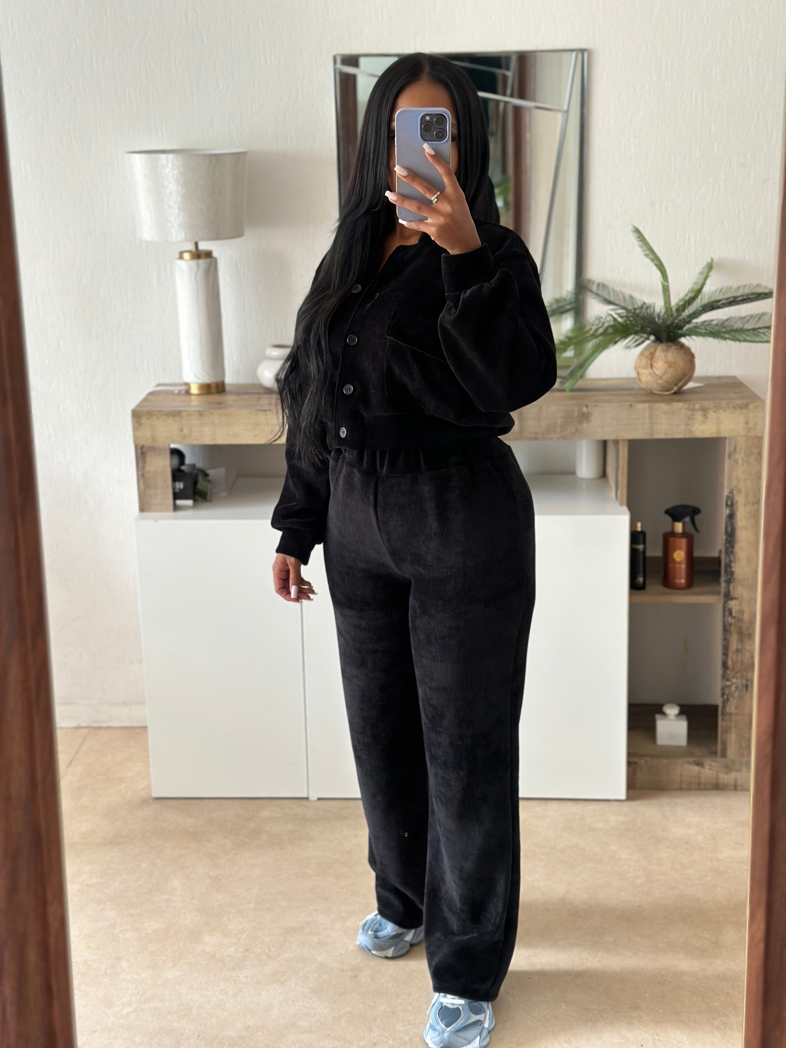 Ensemble jogging velour noir EDDY