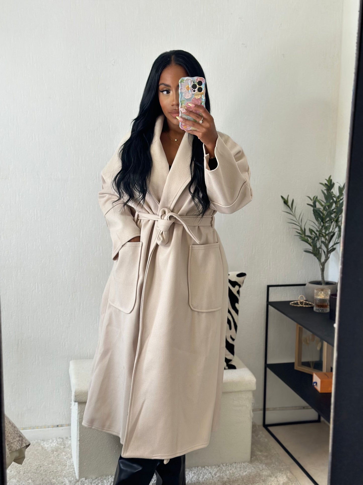 Manteau coupe trench nude