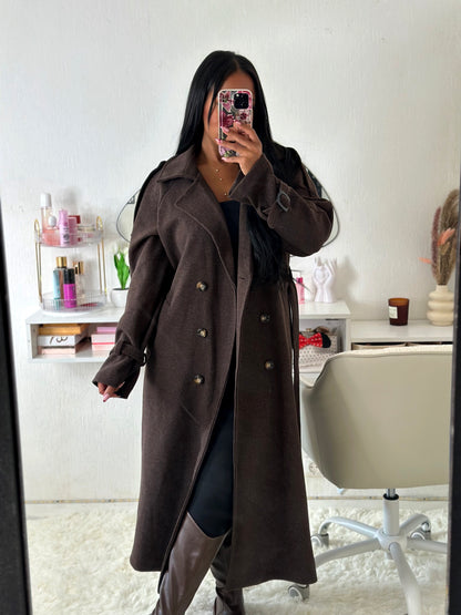 Trench en laine chocolat