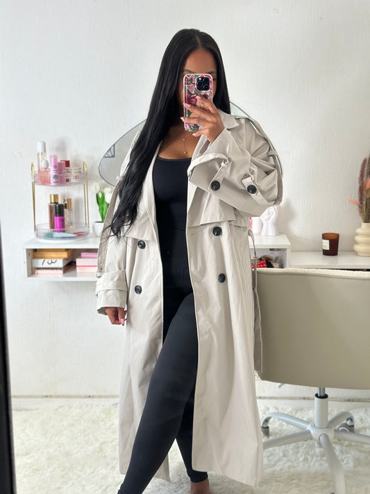 Manteau trench gris tres clair