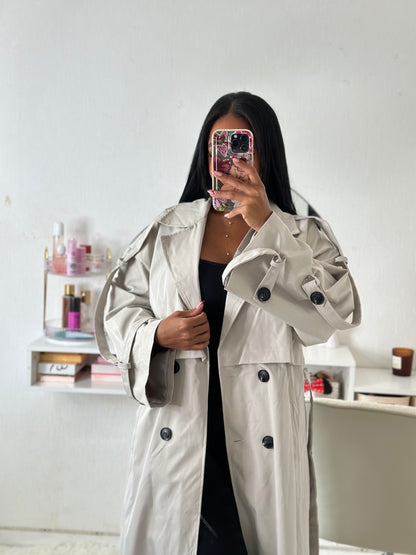 Manteau trench gris tres clair