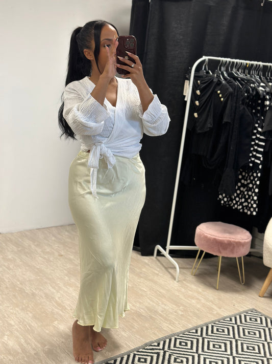 Jupe en soie façon zara jaune pâle