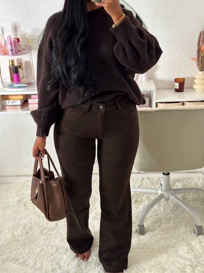 Jean extensible chocolat