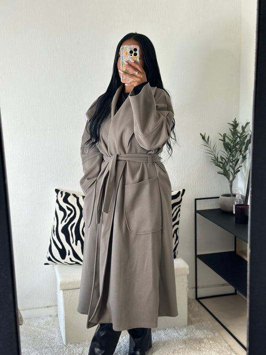 Manteau coupe trench taupe