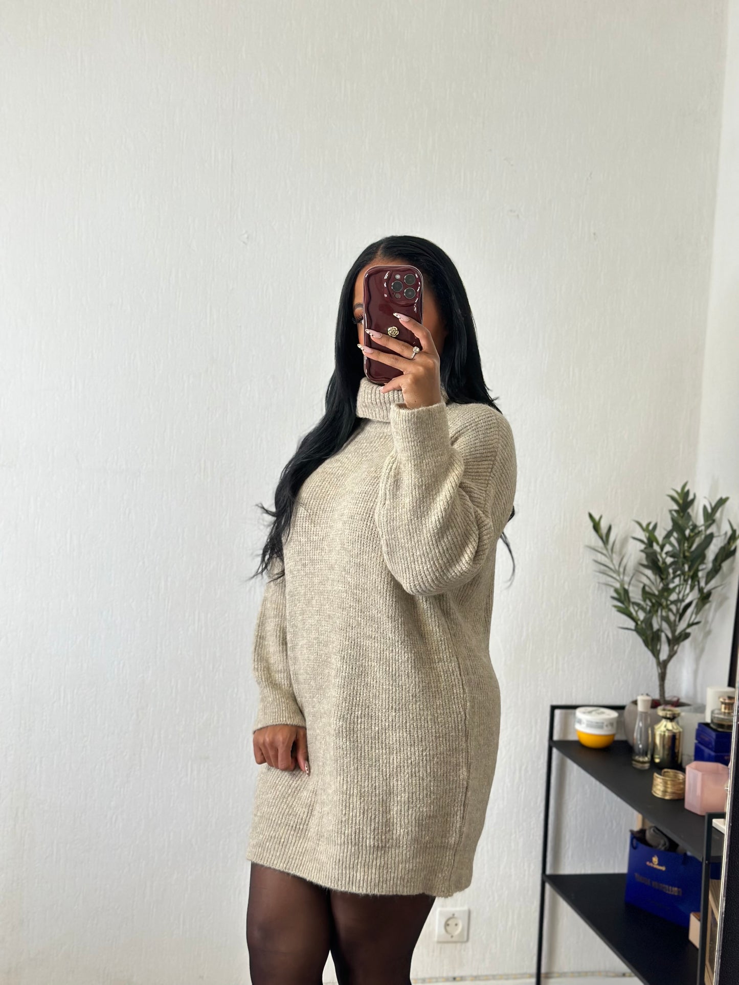 Robe pull basic beige