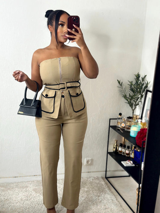 Ensemble stretch VERA taupe
