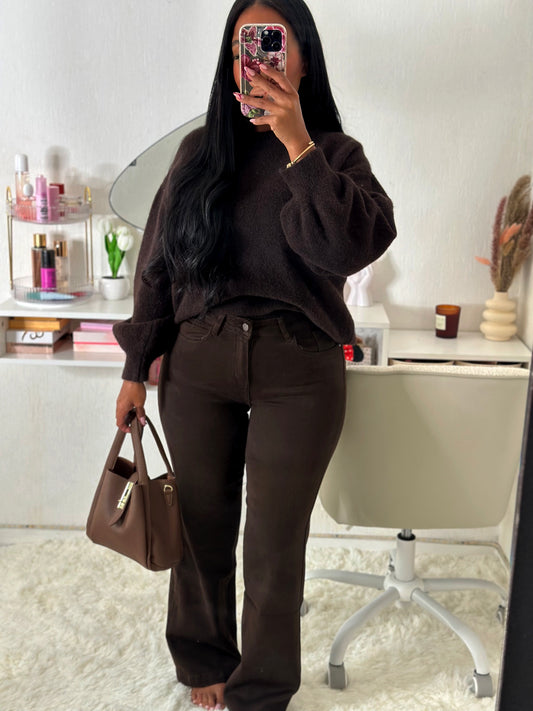 Jean extensible chocolat
