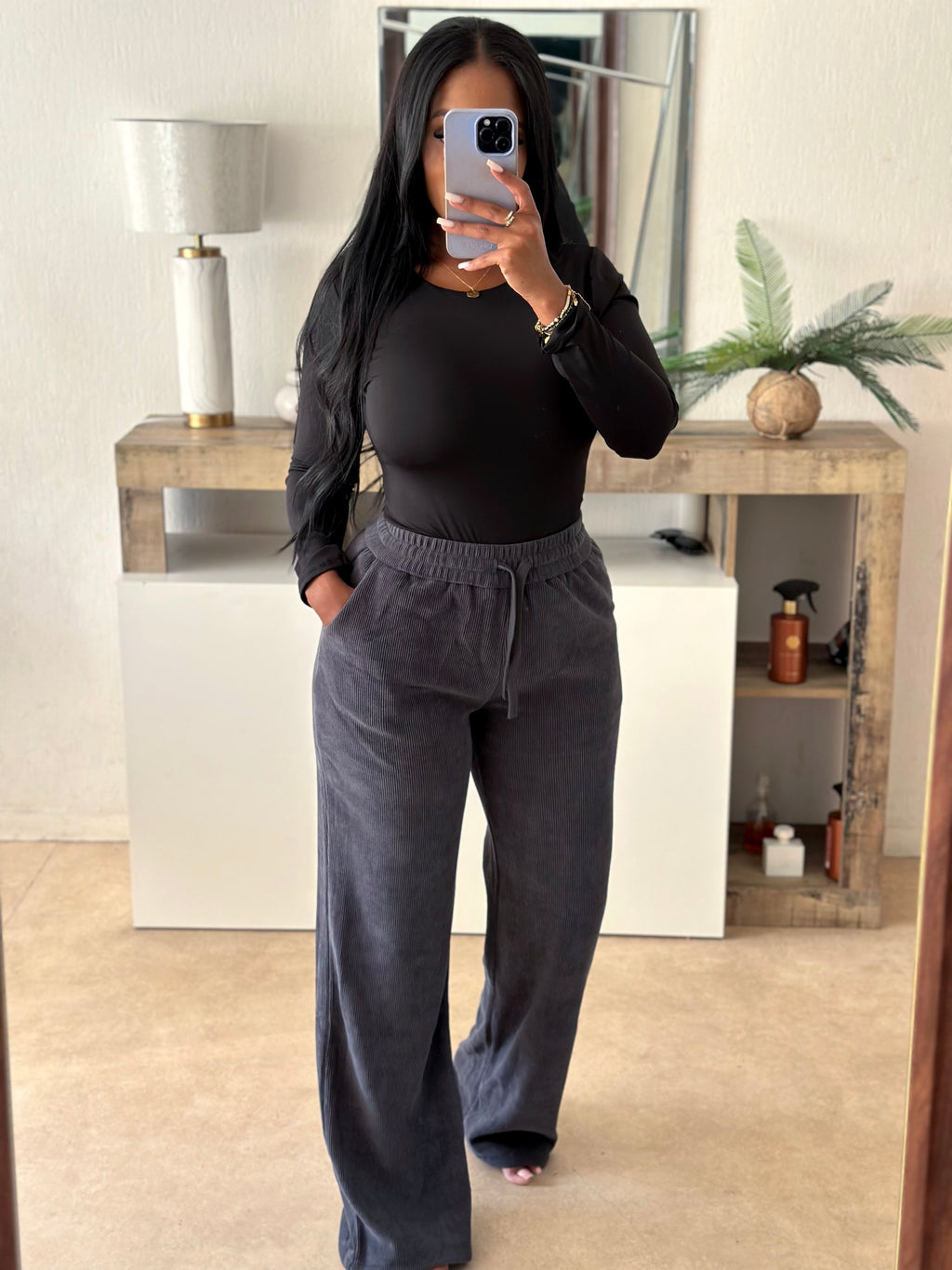 Bas de jogging velour gris