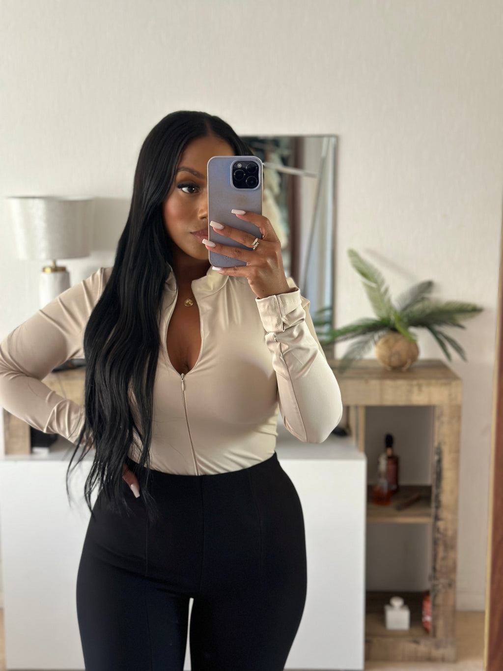 Body collant a fermeture nude