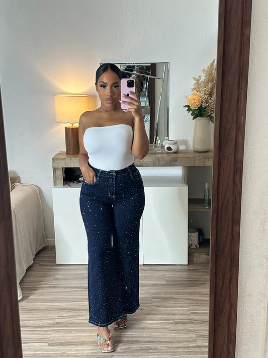 Jean strass bleu brut