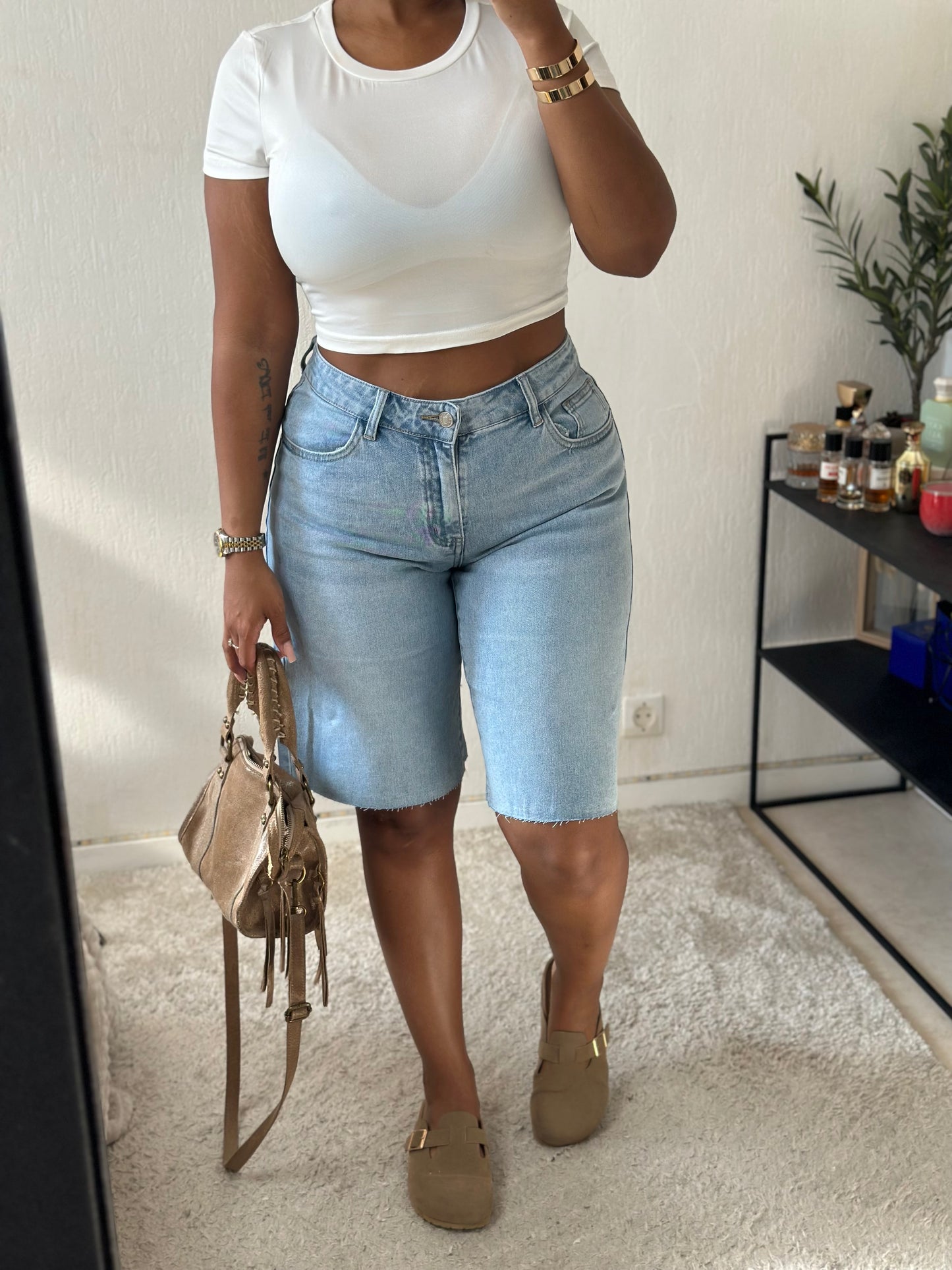 Short bermuda stretch en jean