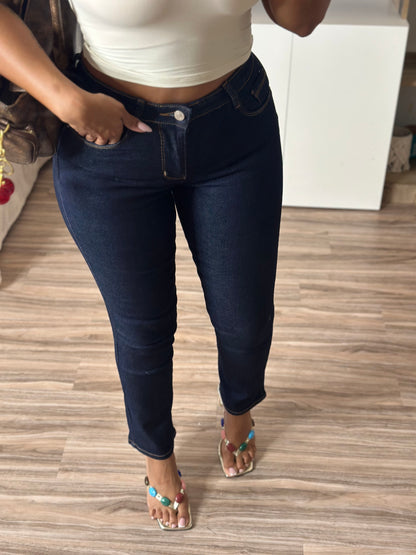 Jean push up droit bleu brut