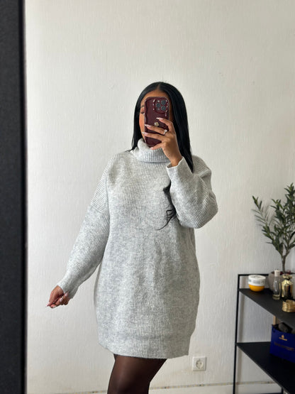 Robe pull basic gris clair