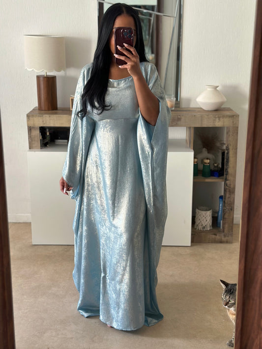 Robe cintrée irisée bleu