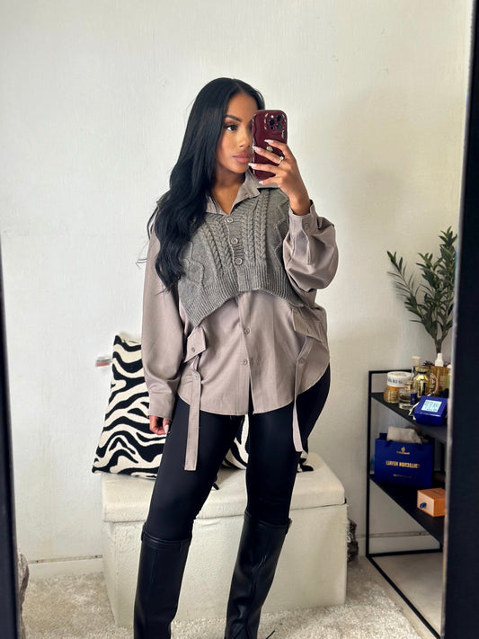 Chemise gilet FELIX taupe