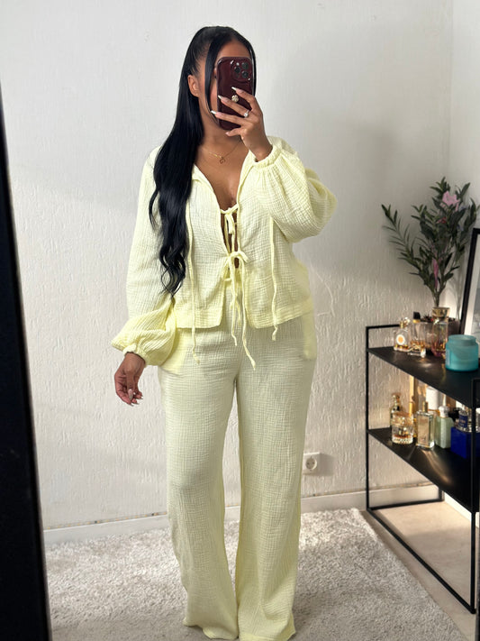 Ensemble gaz de coton jaune